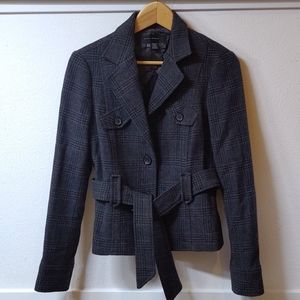 ZARA Womens Wool Blazer With Tie Belt